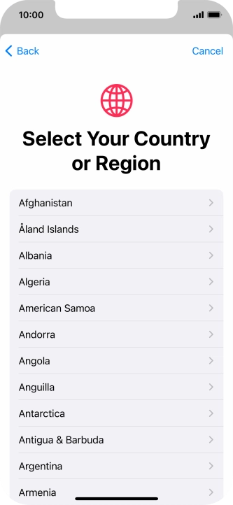 Press the required country. Press the required country.