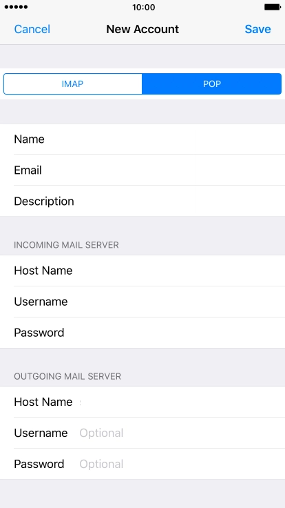 Press Username and key in the username for your email account. Please note that if you're using Vodafone's outgoing server, leave the username field empty.