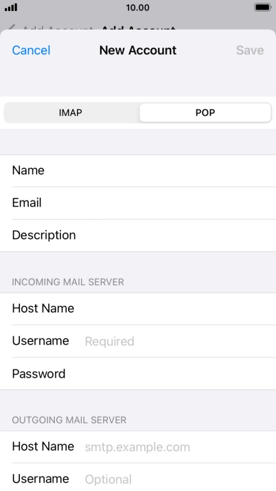 Press Username and key in the username for your email account.