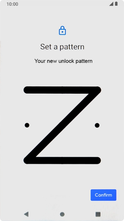 Repeat the selected phone lock code and press Confirm. Repeat the selected phone lock code and press Confirm.