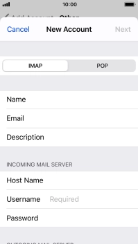 Press Username and key in the username for your email account. Press Username and key in the username for your email account.