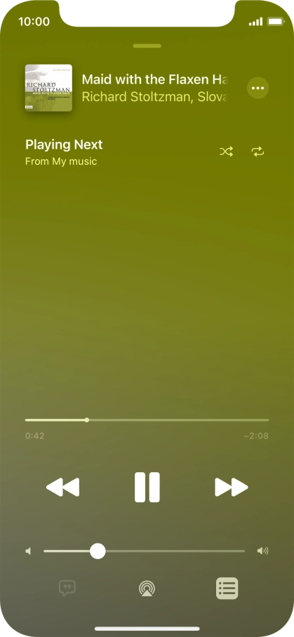 Press the shuffle icon to turn the function on or off. Press the shuffle icon to turn the function on or off.