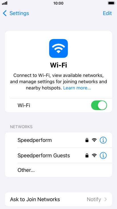 Press the required Wi-Fi network and key in the password for the Wi-Fi network.