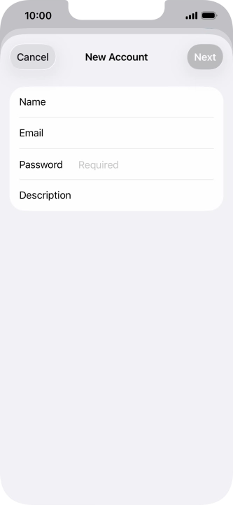 Press Password and key in the password for your email account. Press Password and key in the password for your email account.