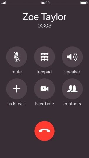 Press the end call icon to end the call.