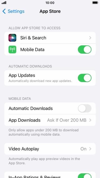 Press the indicators next to the required content types to turn the function on or off.