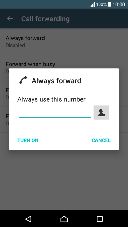 Key in +61414121121 and press TURN ON.