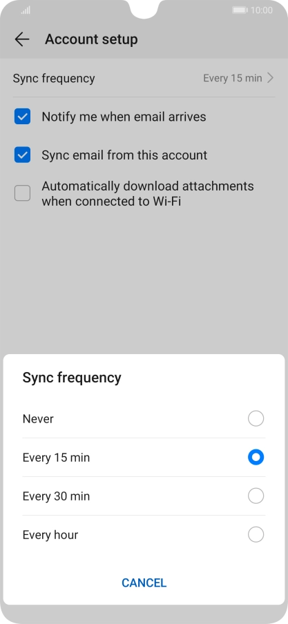 Press the required setting.