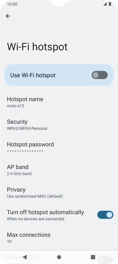 Press Hotspot name.