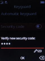Repeat the phone lock code and press the Navigation key.