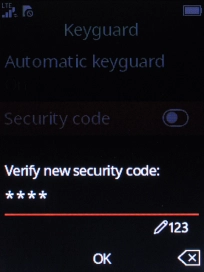 Repeat the phone lock code and press the Navigation key.