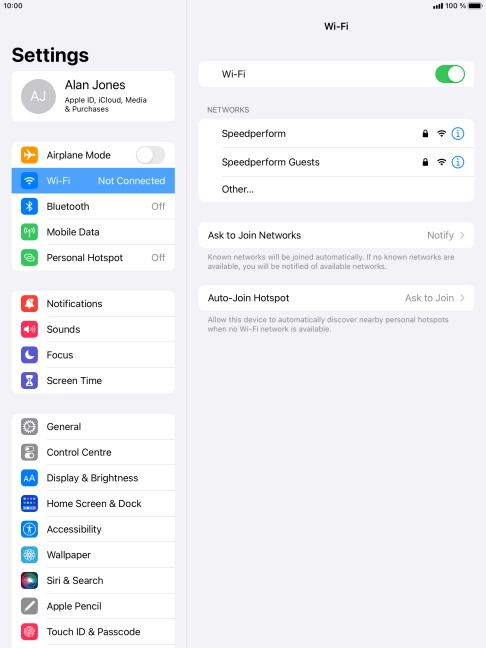 Press the required Wi-Fi network and key in the password for the Wi-Fi network.