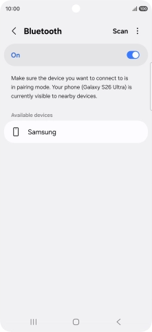 Press the required Bluetooth device and follow the instructions on the screen to pair the device with your phone.