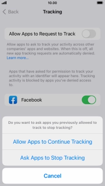If you turn off the function, press the required setting.