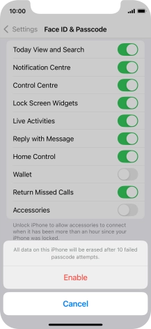 If you turn on the function, press Enable. If you turn on the function, press Enable.