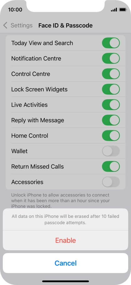 If you turn on the function, press Enable. If you turn on the function, press Enable.