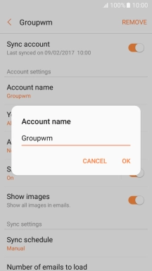 Key in the required name for the email account and press OK.