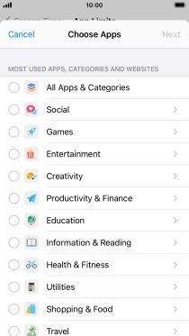 Press the required categories.