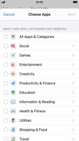 Press the required categories.