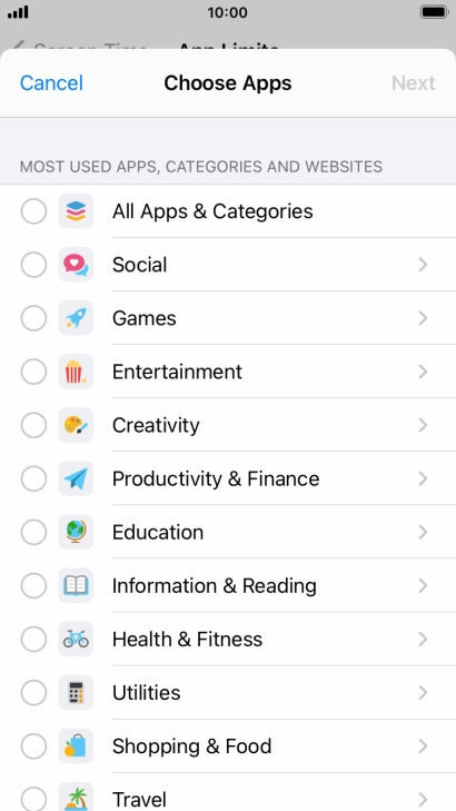 Press the required categories. Press the required categories.