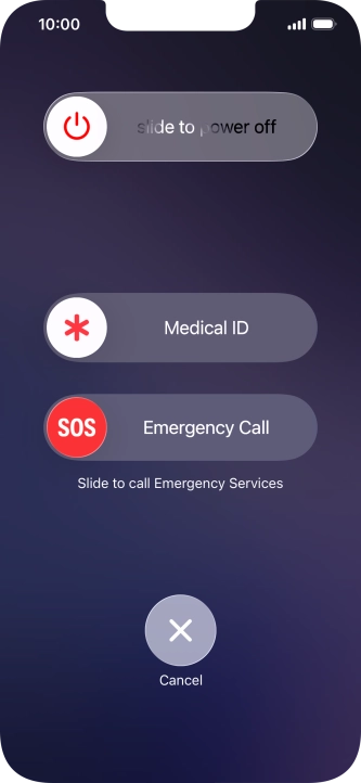 Press and drag the power off icon right. Press and drag the power off icon right.