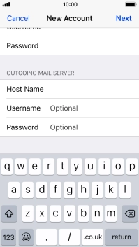 Press Username and key in the username for your email account. Please note that if you're using Vodafone's outgoing server, leave the username field empty. Press Username and key in the username for your email account. Please note that if you're using Vodafone's outgoing server, leave the username field empty.