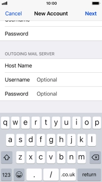 Press Username and key in the username for your email account. Please note that if you're using Vodafone's outgoing server, leave the username field empty. Press Username and key in the username for your email account. Please note that if you're using Vodafone's outgoing server, leave the username field empty.