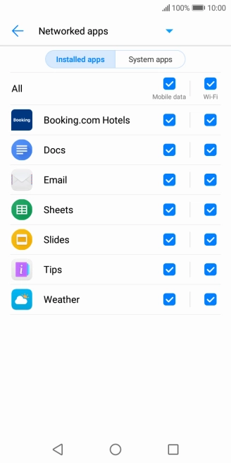 Press the field next to the application name in the 