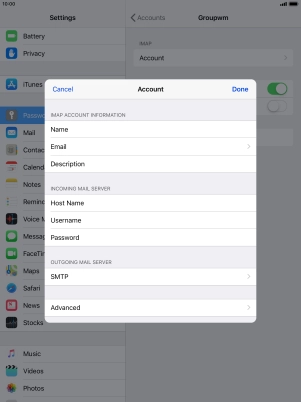 Press SMTP.