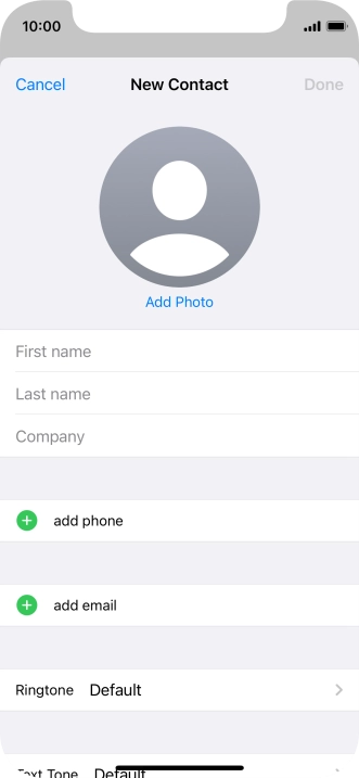 Press First name and key in the first name. Press First name and key in the first name.