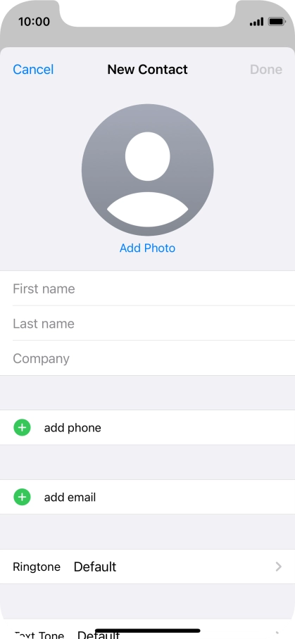 Press First name and key in the first name. Press First name and key in the first name.