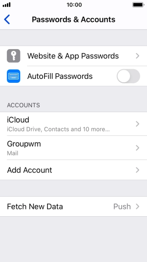 Press the name of the email account you've just set up. Press the name of the email account you've just set up.