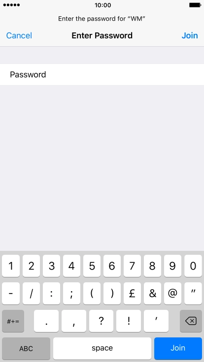 Press Password and key in the password for the Wi-Fi network.