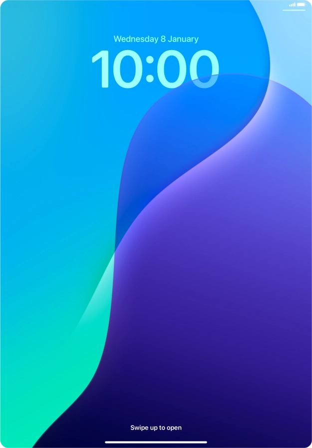 Press and hold anywhere on the lock screen.