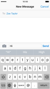 Press Send when you've finished your iMessage.