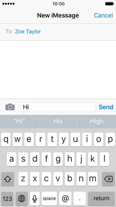 Press Send when you've finished your iMessage.