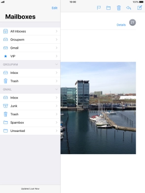 Press the required email account. Press the required email account.