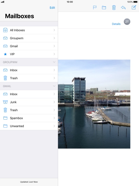 Press the required email account. Press the required email account.