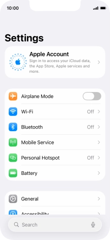 Press Apple Account.