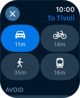 Press the required transport type. Press the required transport type.