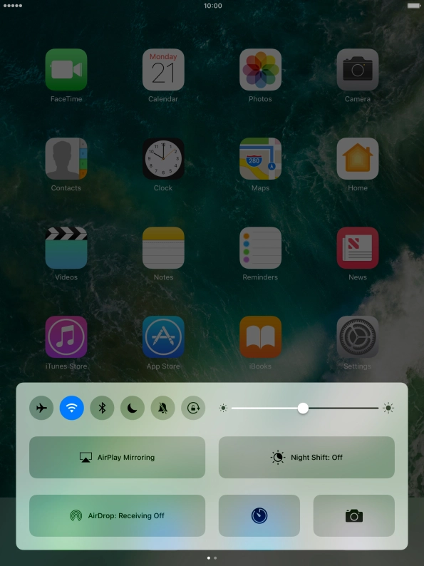Press the flight mode icon to turn the function on or off.