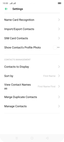 Press SIM Card Contacts. Press SIM Card Contacts.