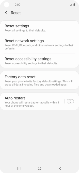 Press Factory data reset.