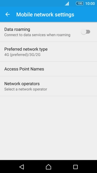 Press Preferred network type.