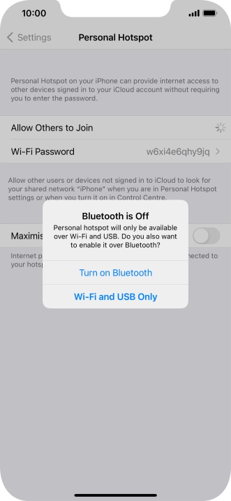 If Wi-Fi is turned on, press Wi-Fi and USB Only.
