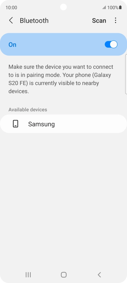 Press the required Bluetooth device and follow the instructions on the screen to pair the device with your phone. Press the required Bluetooth device and follow the instructions on the screen to pair the device with your phone.