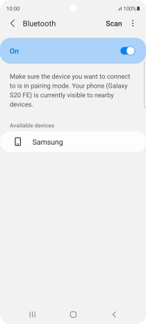 Press the required Bluetooth device and follow the instructions on the screen to pair the device with your phone. Press the required Bluetooth device and follow the instructions on the screen to pair the device with your phone.