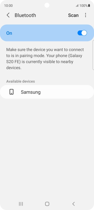 Press the required Bluetooth device and follow the instructions on the screen to pair the device with your phone. Press the required Bluetooth device and follow the instructions on the screen to pair the device with your phone.