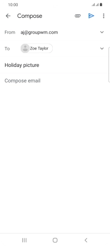 Press the text input field and write the text for your email message.