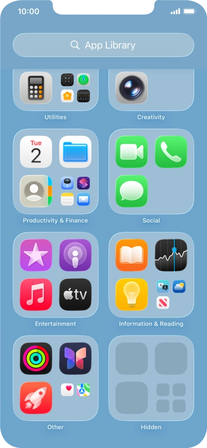 The app is now placed in the Hidden folder in the App Library.